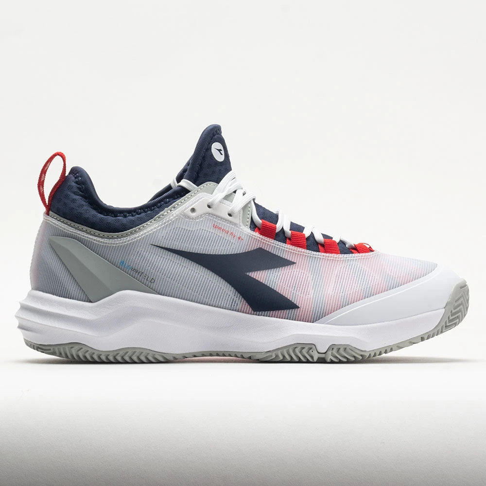 Diadora Speed Blushield Fly 4+ Clay Men's White/Blue Corsair/Fiery Red 1 Diadora Speed Blushield Fly 4+ Clay Men's White/Blue Corsair/Fiery Red